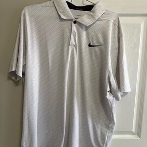 Nike Men's White Polo Shirt with Black Logo